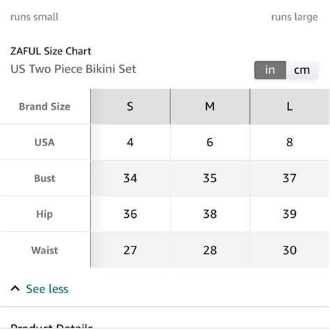 zaful swimsuit size chart.